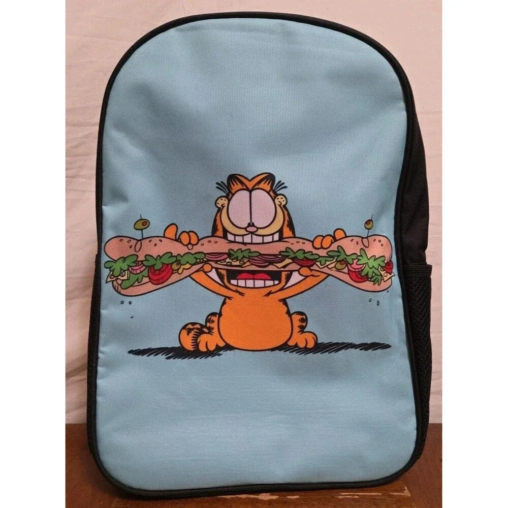 Garfield Backpack Laptop Bag Fruugo Eating Sandwich Pockets